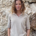 beige cashmere short sleeves polo | Isabella | Linnea Lund