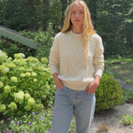 White cable knit cashmere sweater for women | Mila | Linnea Lund
