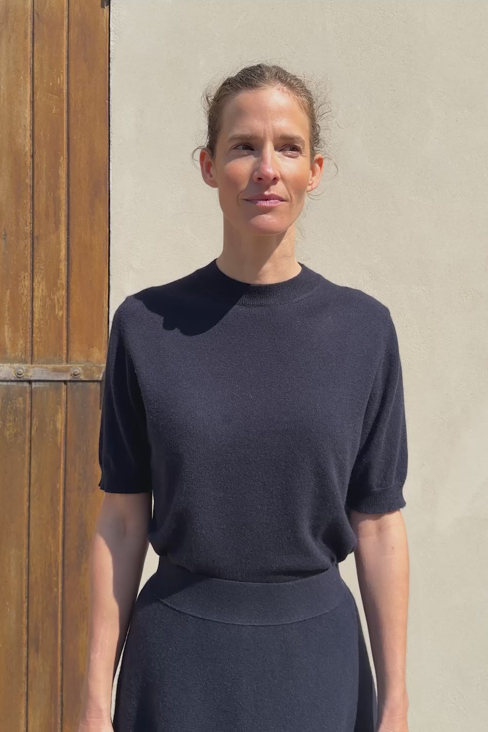 Midnight blue cashmere t-shirt for women | Jeanette | Linnea Lund