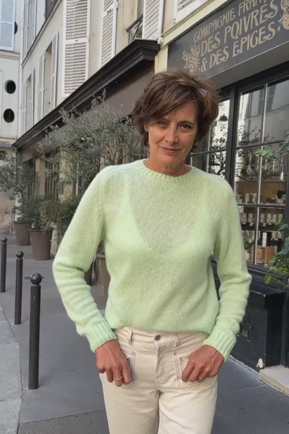 Ines de la Fressange seafoam green cashmere sweater women - video | Nine | Linnea Lund