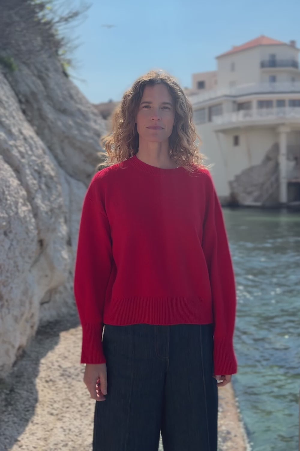 Ballon sleeves red cashmere sweater | Sarah | Linnea Lund