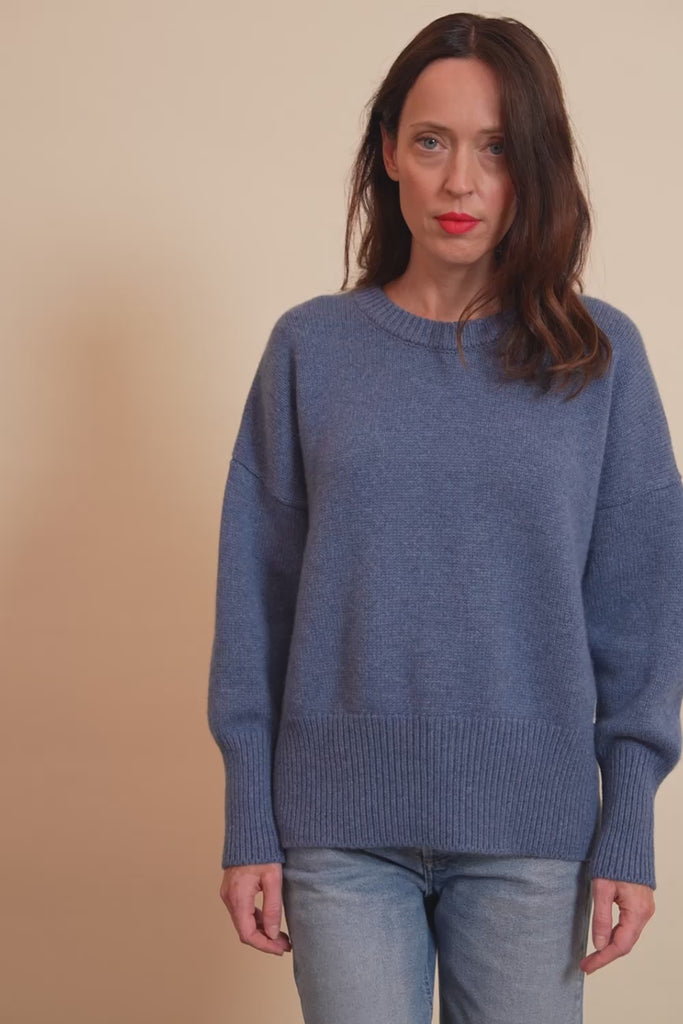 blue denim cashmere sweater women - video | Francesca | Linnea Lund