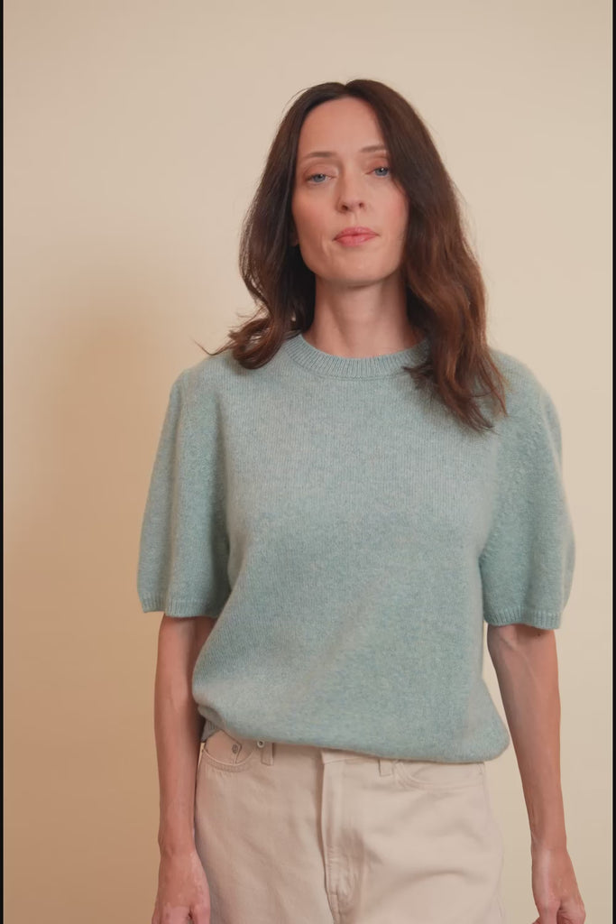 Cashmere Tee-Shirt women aqua blue - video | Ingrid | Linnea Lund