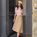Cashmere and silk tee-shirt coral pink | Elio | Linnea Lund