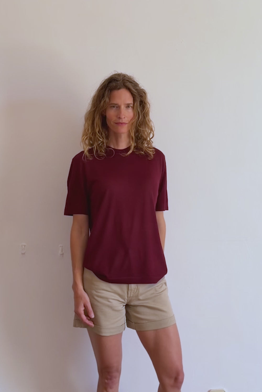 Cashmere and silk tee-shirt burgundy | Elio | Linnea Lund
