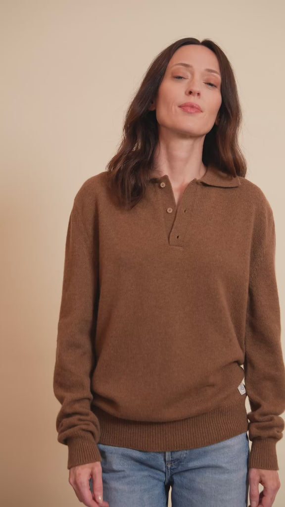 Brown cashmere polo sweater women - video | Ralph | Linnea Lund