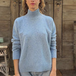 Textured light blue turtleneck cashmere sweater | Charlotte | Linnea Lund