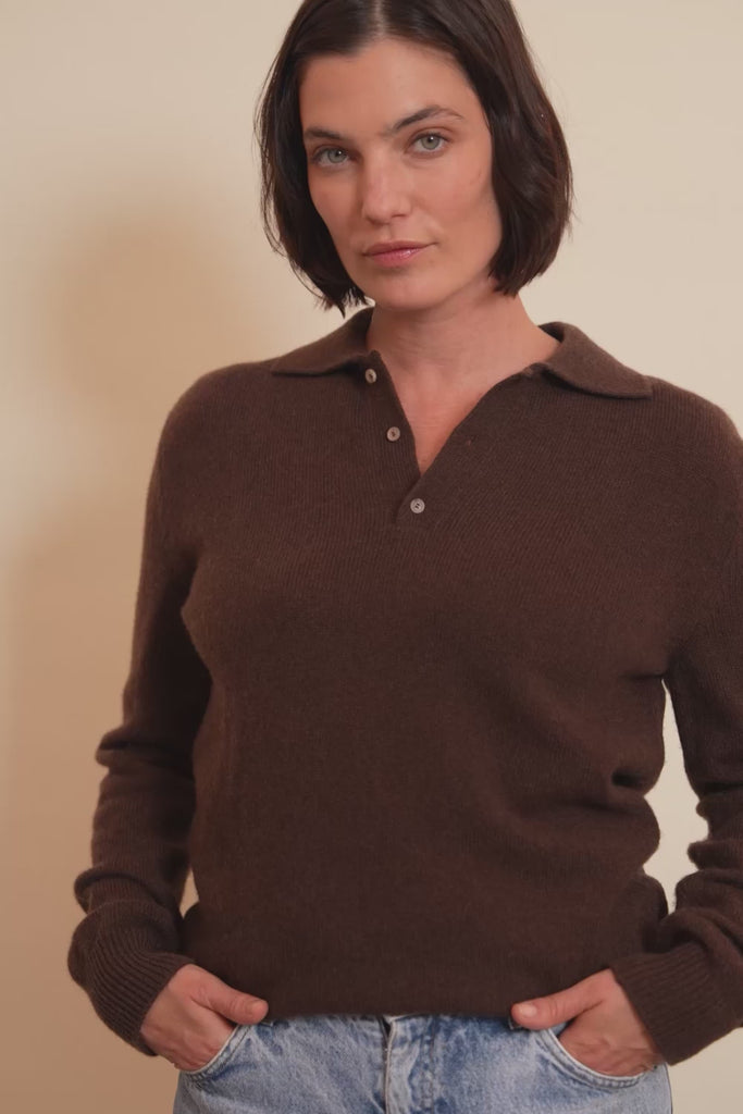 Cashmere polo women brown chocolate - video | Ralph | Linnea Lund