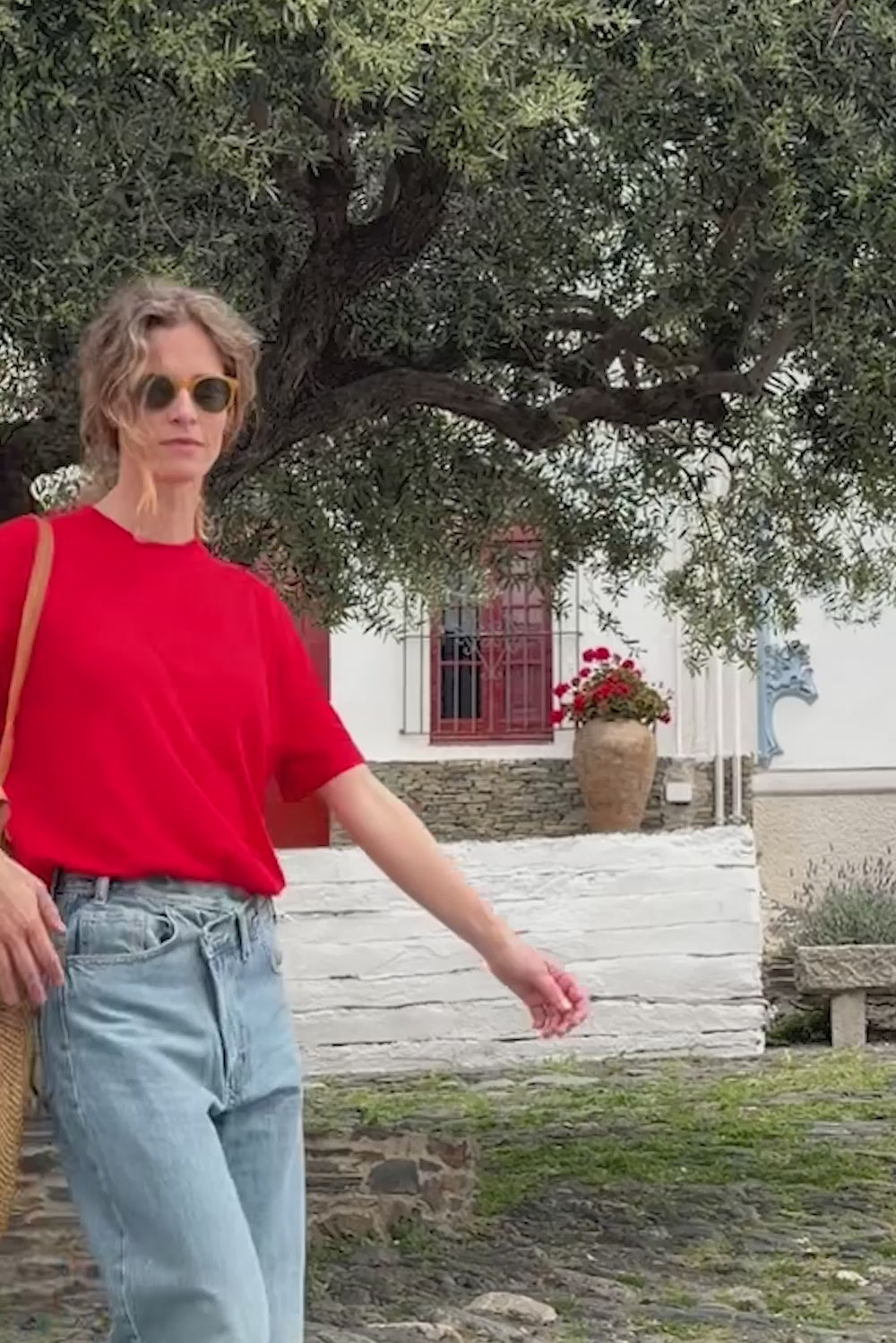 Cashmere and silk tee-shirt red | Elio | Linnea Lund