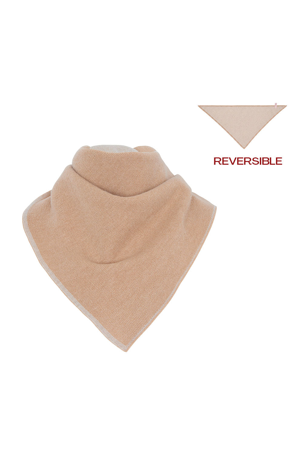 Beige reversible cashmere scarf - packshot | Elle Macpherson x Linnea Lund