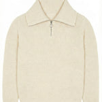 Zip collar off white cashmere sweater - front view | Sam | Linnea Lund