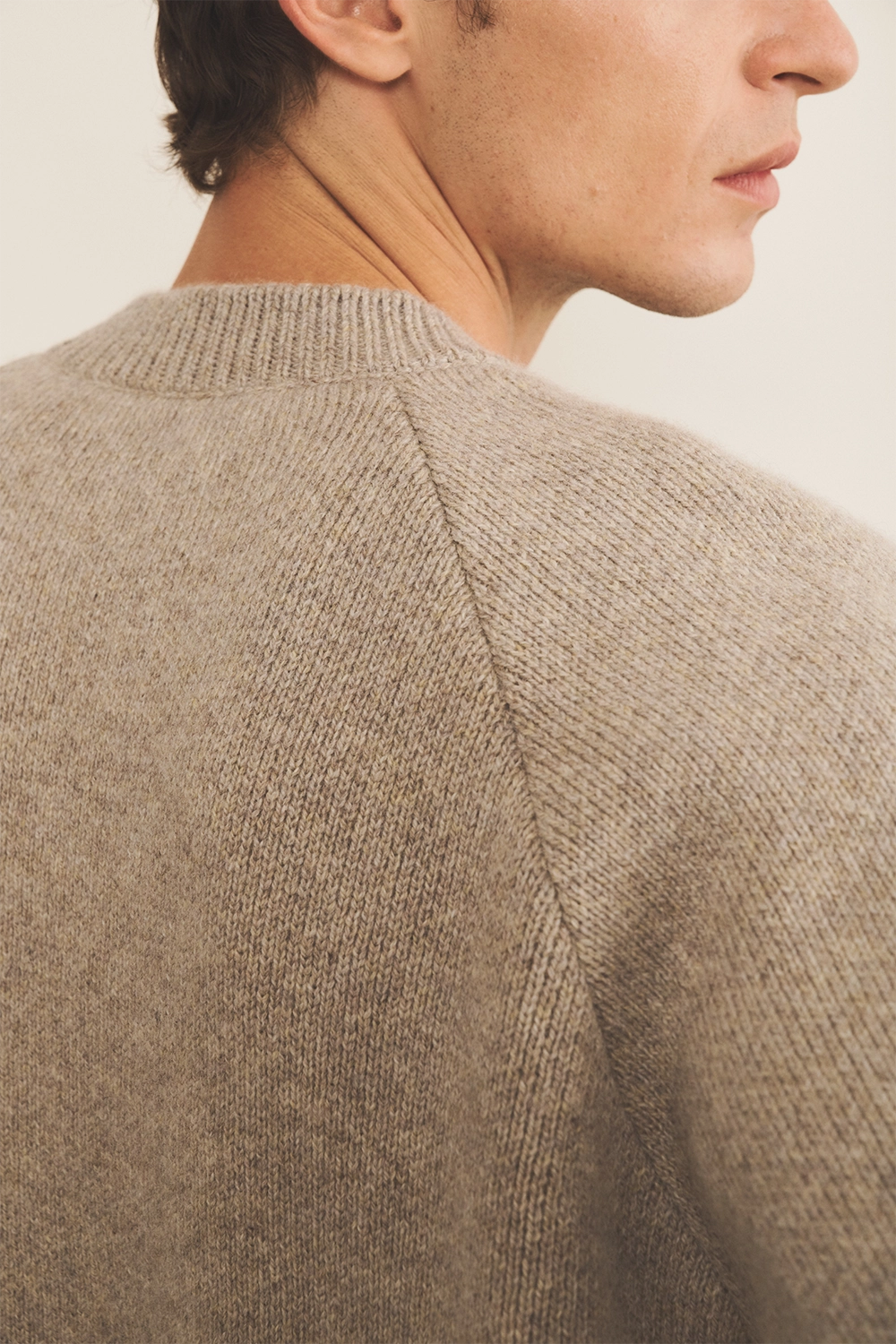 Greige cashmere sweater men - back view | Sergio | Linnea Lund
