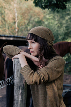 ocher green bandana cashmere scarf | Stella | Linnea Lund