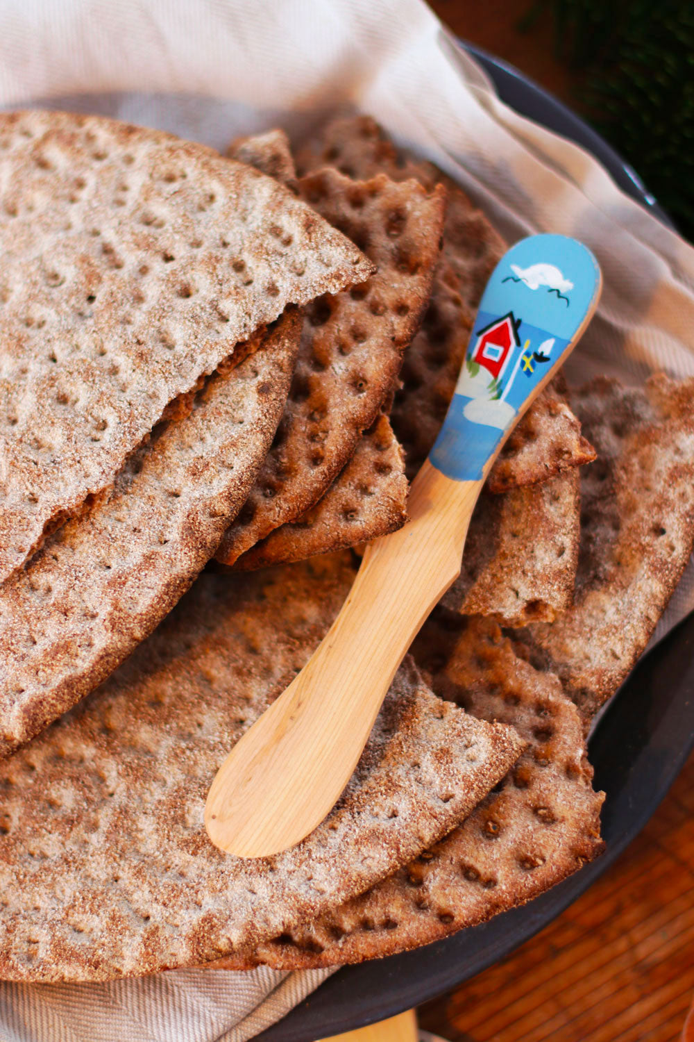 Swedish Hand-painted Juniper Wood Butter Knife | Linnea Lund