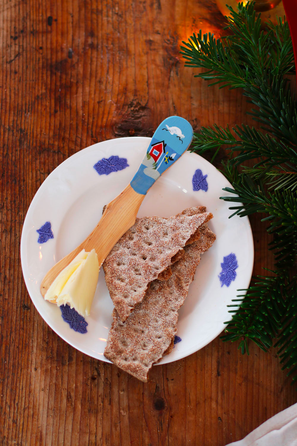 Swedish Hand-painted Juniper Wood Butter Knife | Linnea Lund