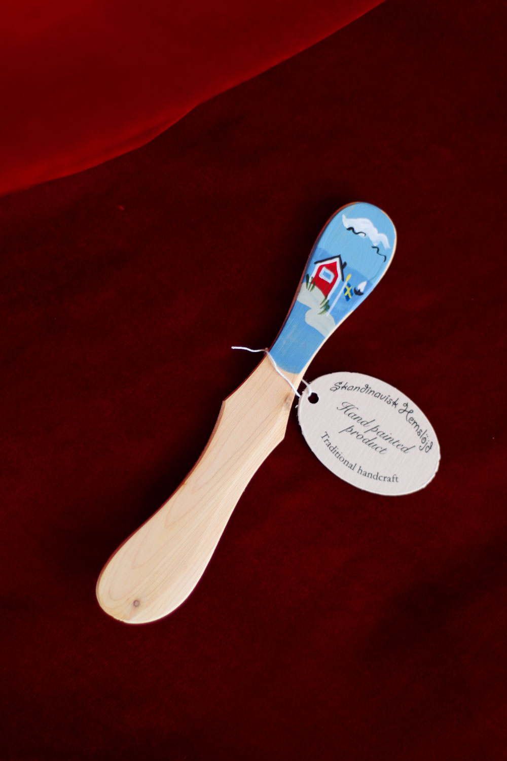 Swedish Hand-painted Juniper Wood Butter Knife | Linnea Lund