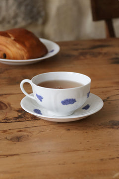 Vintage Swedish Coffee Cup & Saucer Gustavsberg Porcelain Blå Blom 1960