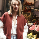 Cashmere sleeveless cardigan women red - front | Théo | Linnea Lund
