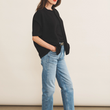 Cashmere sleeveless cardigan women black - side view | Théo | Linnea Lund