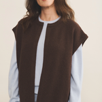 Cashmere sleeveless cardigan women chocolate brown - front | Théo | Linnea Lund
