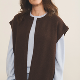 Cashmere sleeveless cardigan women chocolate brown - front | Théo | Linnea Lund