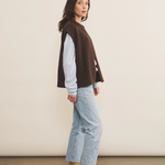 Cashmere sleeveless cardigan women chocolate brown - side view | Théo | Linnea Lund