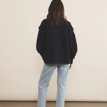 Cashmere sleeveless cardigan women dark blue - black view | Théo | Linnea Lund