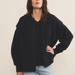 Cashmere sleeveless cardigan women dark blue - front | Théo | Linnea Lund