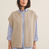 Cashmere sleeveless cardigan women light beige - front | Théo | Linnea Lund