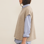 Cashmere sleeveless cardigan women light beige - side view | Théo | Linnea Lund