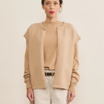 Cashmere sleeveless cardigan women nude beige - front | Théo | Linnea Lund