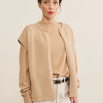 Cashmere sleeveless cardigan women nude beige - side view | Théo | Linnea Lund