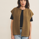 Cashmere sleeveless cardigan women green tobacco - front | Théo | Linnea Lund