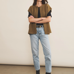 Cashmere sleeveless cardigan women green tobacco - look | Théo | Linnea Lund