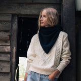 Large navy cashmere and silk triangle scarf | Tove | Linnea Lund