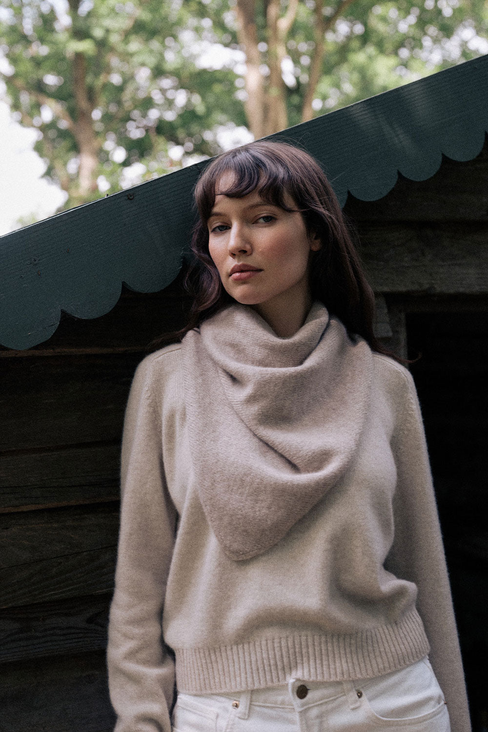 Large brown cashmere and silk triangle scarf | Tove | Linnea Lund