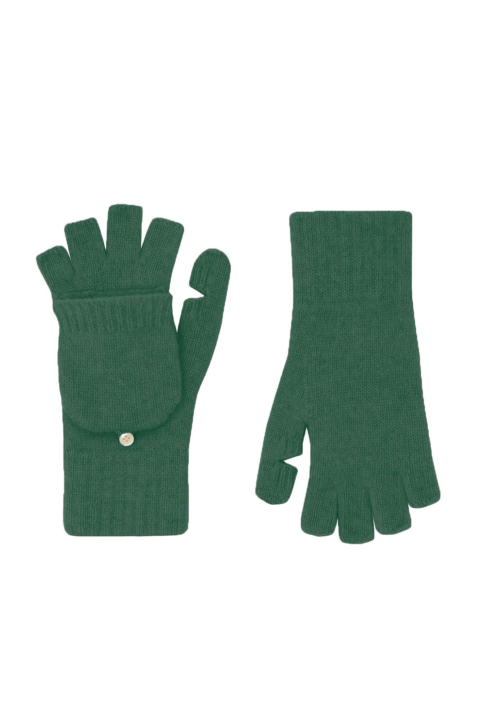 Green 2-in-1 cashmere mittens - packshot | Vantar | Linnea Lund