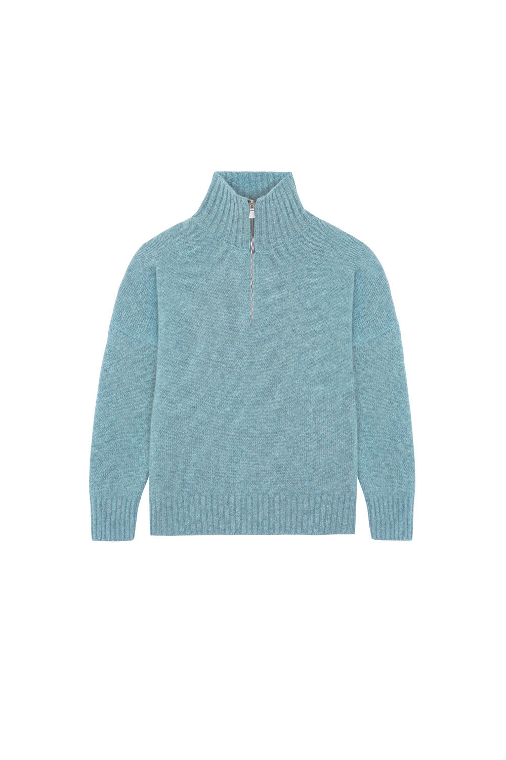Aqua blue cashmere zip sweater for women | Lasse | Linnea Lund