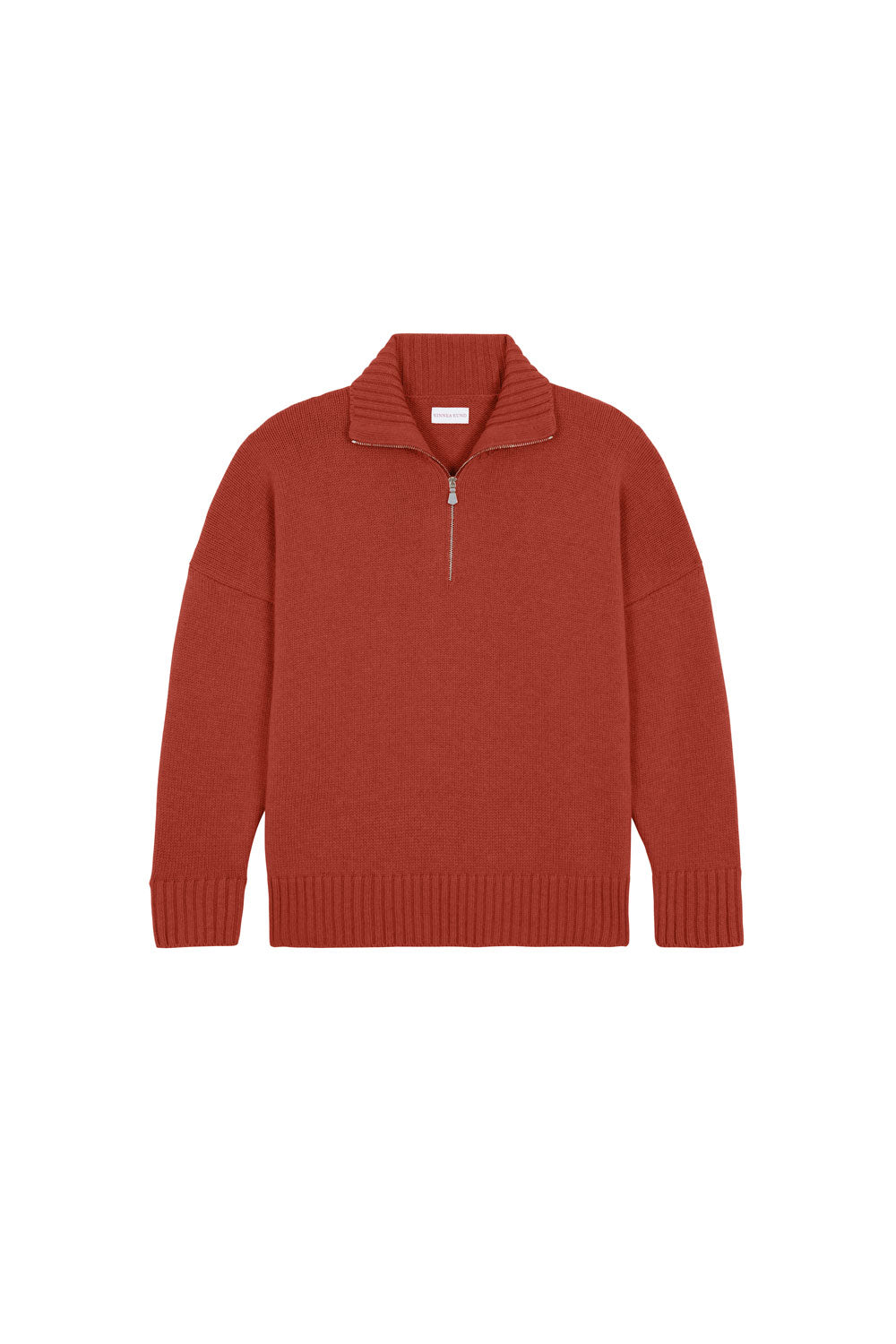 Ocher red cashmere zip sweater for women | Lasse | Linnea Lund