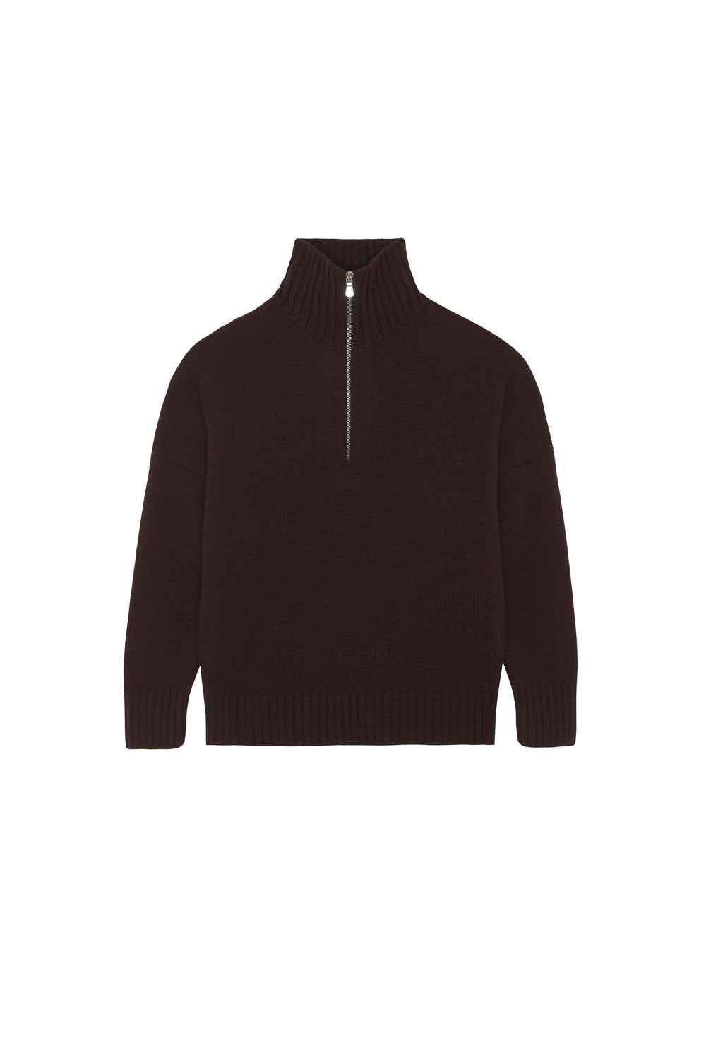 Dark brown cashmere zip sweater for women | Lasse | Linnea Lund