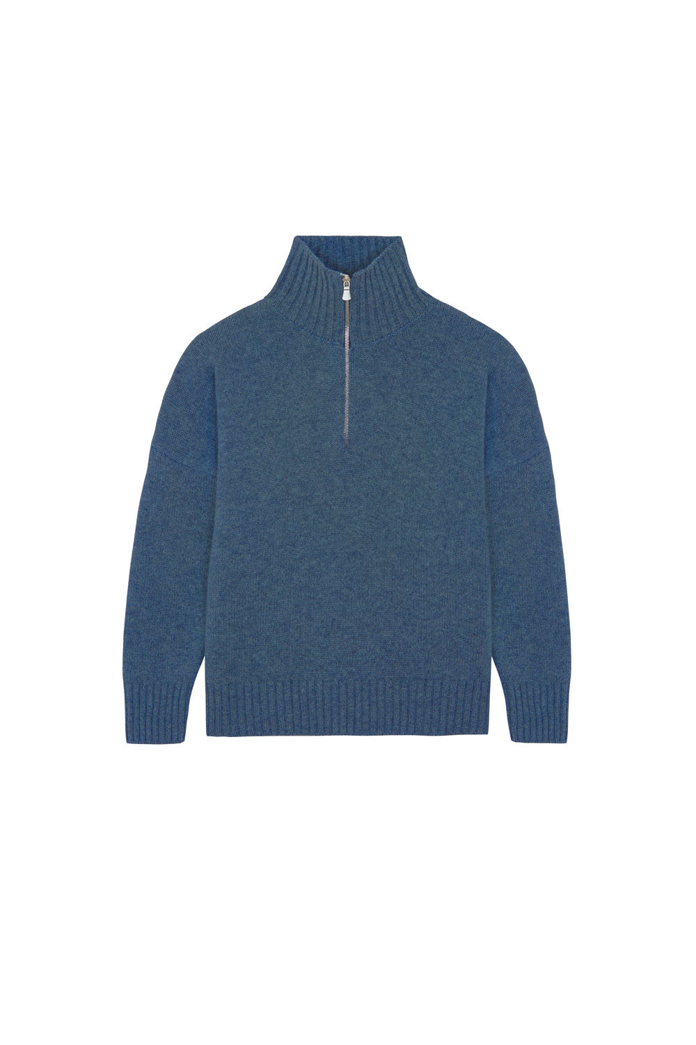 Denim blue cashmere zip sweater for women | Lasse | Linnea Lund