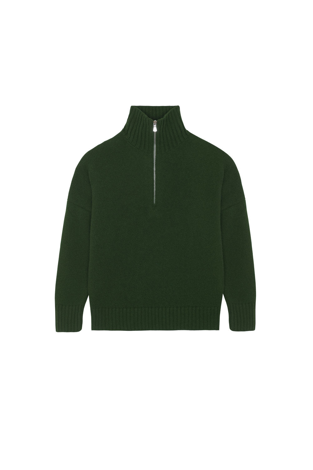 Dark green cashmere zip sweater for women | Lasse | Linnea Lund