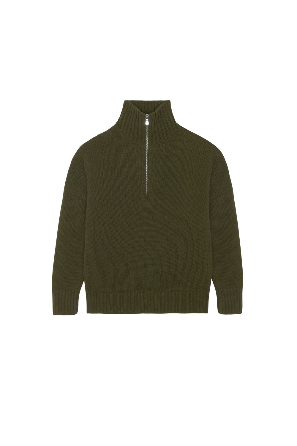 Khaki cashmere zip sweater for women | Lasse | Linnea Lund