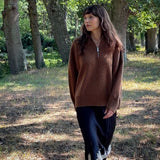 Brown cashmere zip sweater for women | Lasse | Linnea Lund