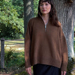 Brown cashmere zip sweater for women | Lasse | Linnea Lund