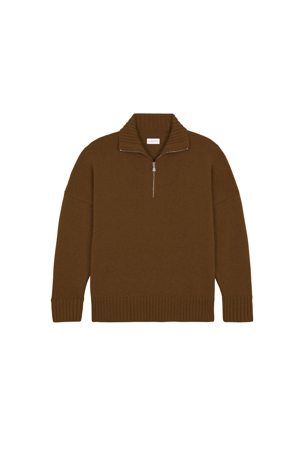 Brown cashmere zip sweater for women | Lasse | Linnea Lund
