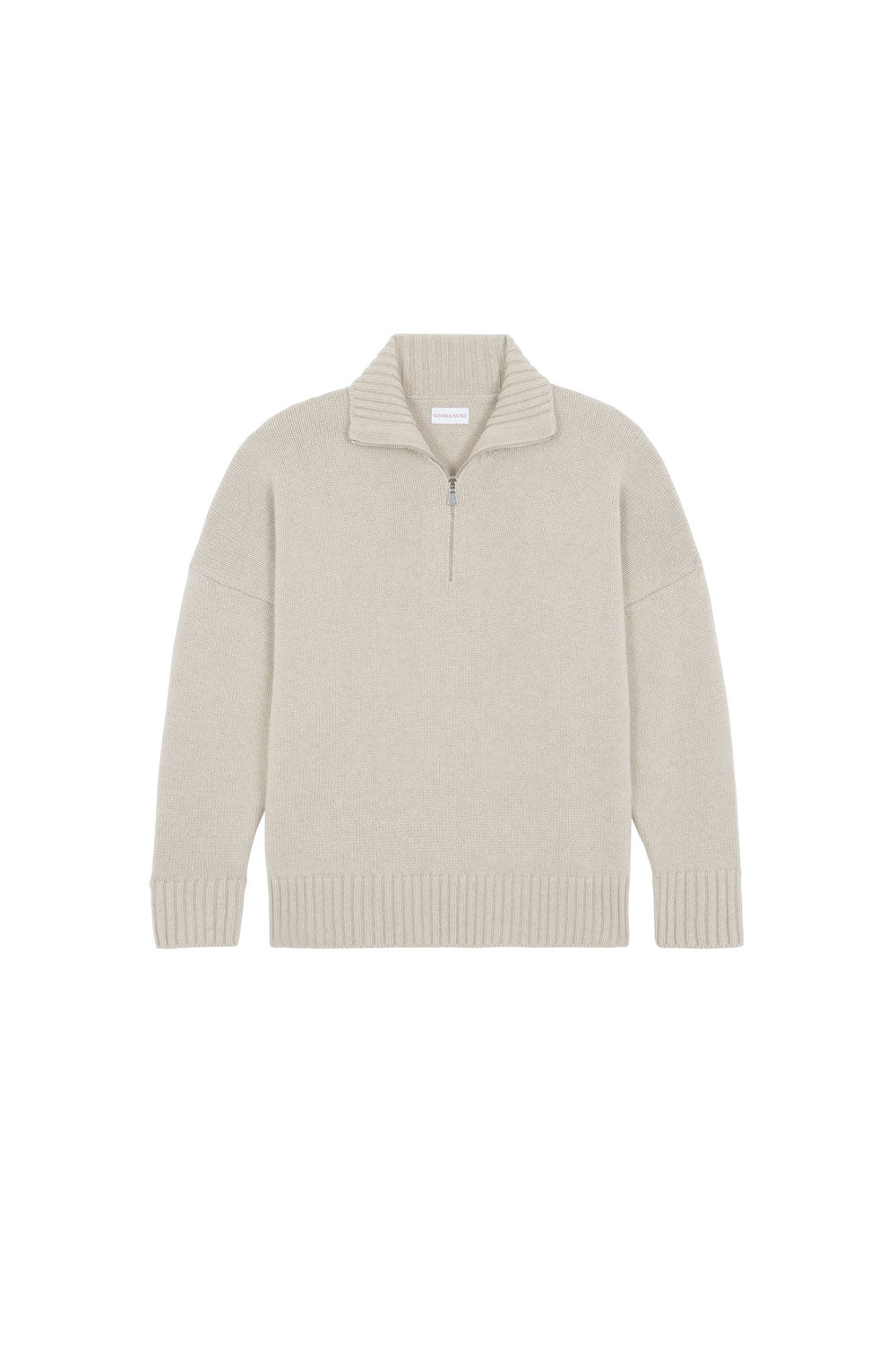 Beige cashmere zip sweater for women | Lasse | Linnea Lund