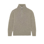 Dark beige cashmere zip sweater for women | Lasse | Linnea Lund