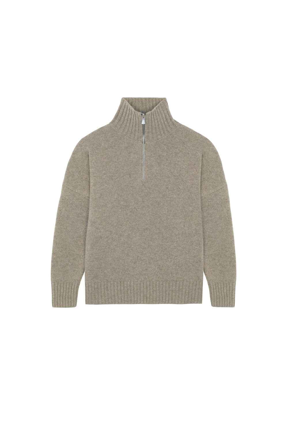 Dark beige cashmere zip sweater for women | Lasse | Linnea Lund