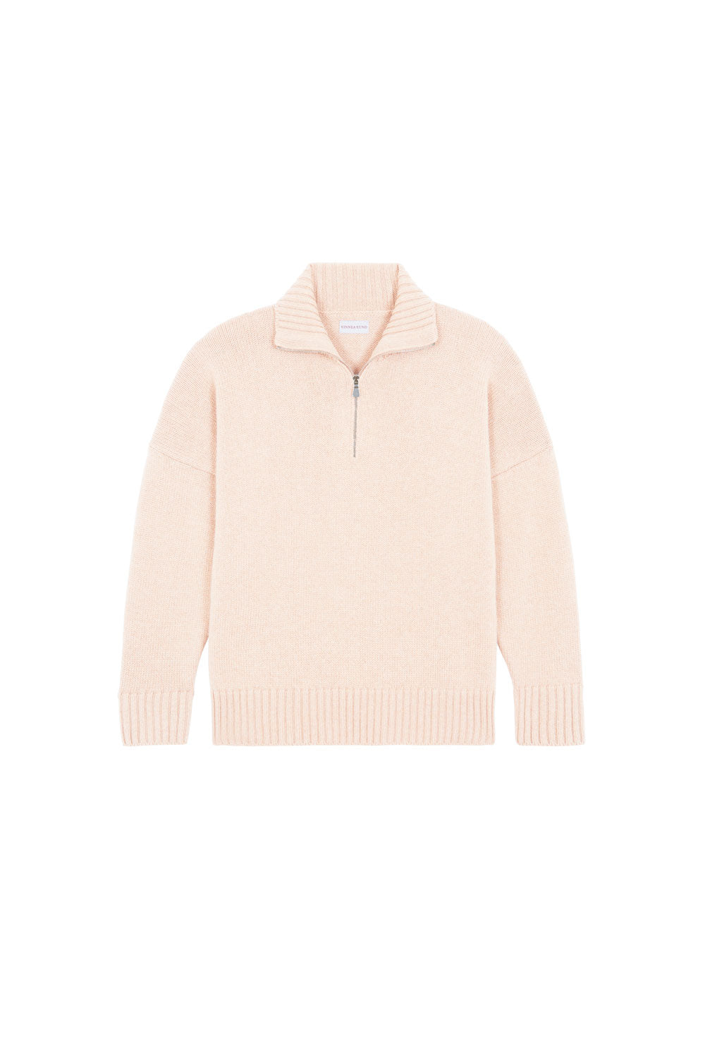 Powder pink cashmere zip sweater for women | Lasse | Linnea Lund